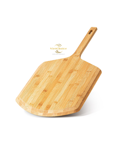 Pala para pizza de madera premium con guía de medidas y diseño de media luna, mango de madera sostenible para herramientas de pizza VIETCHOICE - Product Image 3
