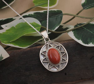 Colgante de Plata de Ley 925 con Jaspe Rojo Natural Chapado en Platino Estilo Vintage, Amuleto de Corazón con Gema, Joyería al por Mayor, Precio de Fábrica - Product Image 1