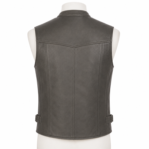 Custom <b>Men's</b> <b>Leather</b>/Polyester/Cotton Western Vest Sleeveless V Neck Casual <b>Waistcoat</b> Stand Collar Zipper Closure Summer - Product Image 4