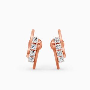 Boucles d'oreilles clous en barre incurvée avec diamant de laboratoire de 0,16 ct en or jaune, blanc et rose 9 carats - Product Image 1