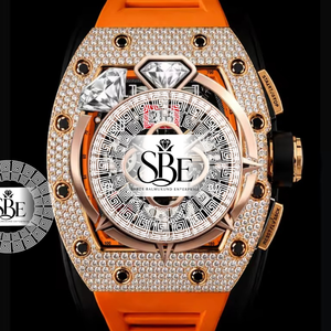 Montre de luxe bicolore style hip-hop, personnalisée, avec mouvement à quartz ETA, sertie de moissanite, verre saphir, résistance à l'eau 3 ATM, pour usage quotidien - Product Image 1