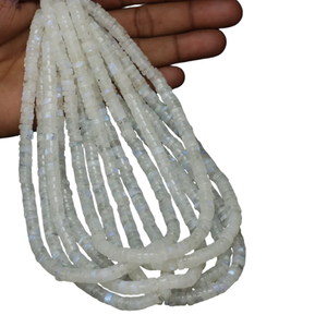 Cuentas Heishi de piedra lunar arcoíris natural de calidad, forma de neumático liso, cuentas de piedra lunar arcoíris natural con corte de rueda liso, venta al por mayor - Product Image 1