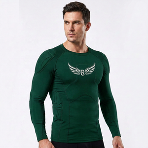 Men's <b>Black</b> Short Sleeve <b>Compression</b> <b>Shirt</b> with Front Logo Crew Neck Regular Breathable Moisture Wicking Adults - Product Image 3