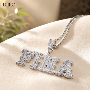 925 Silver Round And Baguette Cut Diamond Moissanite <b>Pendant</b> Luxury Themed Charm Custom Unisex Birthday Gift - Product Image 2