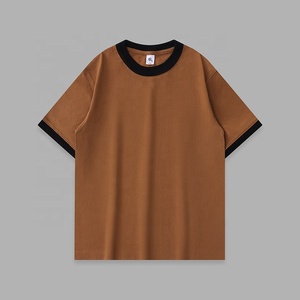 เสื้อยืดคอกลมแขนสั้นผ้าคอตตอน 100% หนัก 320 กรัม สไตล์ลำลองแนวสตรีทแวร์ พร้อมปกและปลายแขนเสื้อแบบตัดกัน สำหรับผู้ชายและผู้หญิง - Product Image 4