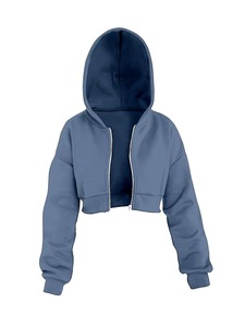 Top Quality Crop Top Hoodies Womens Oversized Crop Hoodie Solid Color <b>Drop</b>-Shoulder Full Sleeve 100% Cotton Women Hoodie Fit - Product Image 2