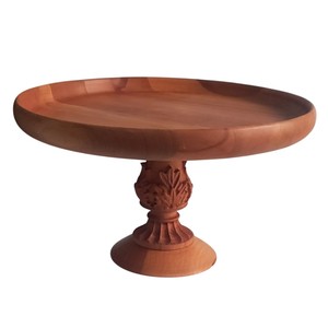 Support à gâteau en bois de manguier de qualité supérieure avec piédestal rond en bois écologique à motifs floraux pour mariages, anniversaires et décoration intérieure - Product Image 3