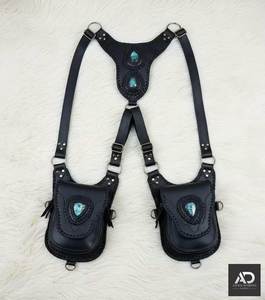 FAZMAX <b>Black</b> Oxford Tactical Harness Bag Unisex Shoulder Sling <b>Backpack</b> Genuine Leather Lining Zipper Detachable Strap - Product Image 4