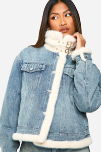 Chaqueta Vaquera de Mujer a la Moda con Mangas Largas, 2 Bolsillos Delanteros, Azul, Acolchada con Algodón, Invierno, Personalizada - Product Image 6