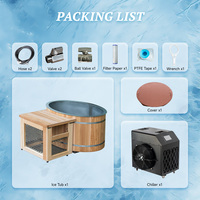 Bain de glace intégré en cèdre rouge avec refroidisseur, cuve de plongée froide avec revêtement en acier inoxydable 304, piscine à débordement, spa vue mer pour patio