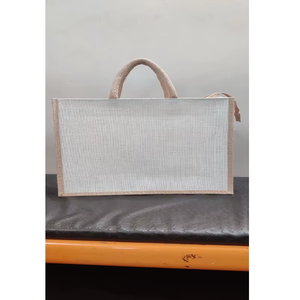 Bolsa de la compra de yute de lona de arpillera de tamaño mediano personalizable al por mayor diseño pintado a mano para regalo promoción uso portátil - Product Image 3