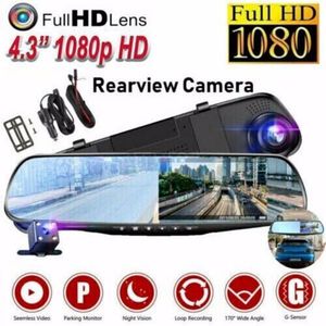 Telecamera da cruscotto HD 1080P con doppio obiettivo, DVR per auto, specchietto retrovisore, videoregistratore anteriore e posteriore IPS, registrazione in loop, modalità parcheggio - Product Image 1