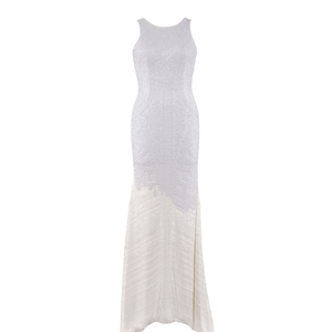 Bordado Blanco de Lujo |   Vestido largo sin mangas |   Vestido de Noche Elegante para Mujer, Corte Entallado, para Fiesta Formal, Boda, Diseño Premium - Product Image 1