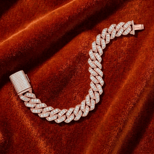 สร้อยข้อมือทองคำ 14K สีโรสโกลด์แบบ Cuban Link ประดับเพชรหรูหรา สร้อยข้อมือแบบ Pave Chain สำหรับผู้หญิง สร้อยข้อมือแบบ Fine Chain Link แฟชั่น - Product Image 1