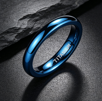 Bague en titane bleu de 2 mm, ultra-fine et polie, pour homme et femme, bijoux minimalistes en gros