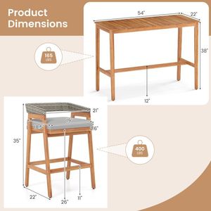 Conjunto de Barra de Bar para Patio con Taburetes Acolchados Cómodos, Muebles de Patio de Primera Calidad - Product Image 6