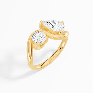 Bague élégante pour femme en moissanite classique de 1,53 carats, forme poire, style Toi et Moi, plaquée rhodium, argent sterling 925, certifiée par un tiers - Product Image 3