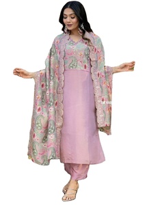 Ropa étnica india de buena calidad Pure Chanderi Silk Kurtis con envío gratis Worldwide Festival Kurti - Product Image 1