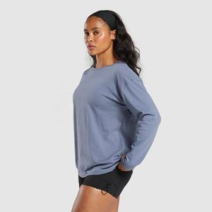 Camiseta de manga larga para mujer 100% Jersey de algodón Pull On camiseta ligera cuello redondo cómodo sólido de moda para mujer - Product Image 4