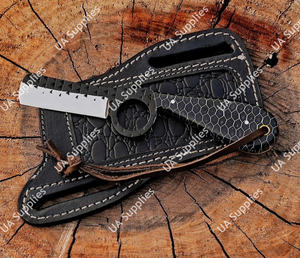 UA Supplies DIY OEM Couteau de coupe de taureau occidental professionnel en acier Damas, forgé à la main, de qualité industrielle, ultra-affûté, type rasoir, pour fermeurs - Product Image 3