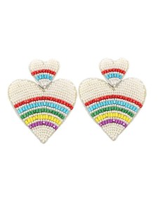 Boucles d'oreilles pendantes en perles de football Gameday, forme pyramide rouge, bijoux décontractés et sportifs pour femmes - Product Image 2