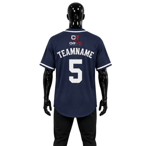 Maillot de baseball personnalisé ORVO SPORTS unisexe à manches courtes, col en V, nom de l'équipe imprimé, tissu en maille polyester/coton, léger, coupe classique - Product Image 2
