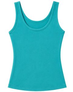 Ensemble deux pièces décontracté d'été pour femme : débardeur bleu sarcelle et short corail, tenue de détente sans manches, coupe douce et extensible - Product Image 6