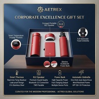 Coffret Cadeau d'Affaires Premium 4-en-1 : Tasse Thermos Intelligente, Batterie Externe, Parapluie Automatique et Ensemble Haut-parleur Bluetooth dans son Emballage