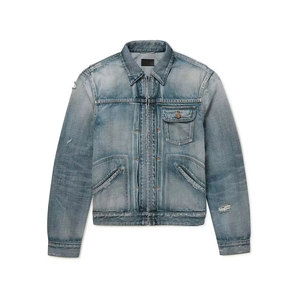 Chaqueta de Mezclilla para Hombre, Corte Ajustado, Casual, con Cierre, Color Sólido, Estilo Urbano, Cómoda - Product Image 1