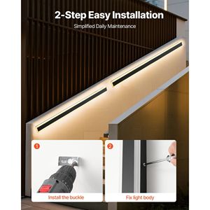 Moderno esterno 2-Pack lampade da parete per esterni lungo 47.2 pollici bianco caldo 3000K striscia LED applique lampade IP65 impermeabile parete - Product Image 5