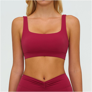 SPORTLICH WEAR สปอร์ตบราไร้โครงสำหรับผู้หญิง รองรับแรงกระแทกสูง แผ่นรองหน้าอกถอดได้ ผลิตจากวัสดุสแปนเด็กซ์/ไนลอน ระบายอากาศได้ดี แห้งเร็ว - Product Image 1