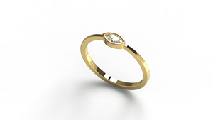 Bague solitaire minimaliste en or 18 carats avec diamant taille marquise serti clos, bague de fiançailles et de mariage empilable, bijou raffiné, cadeau pour femme - Product Image 2