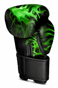 IBERIA Premium Black Boxing <b>Gloves</b> <b>Green</b> Skull Flame Print Training <b>Gloves</b> PU <b>Leather</b> Custom Logo OEM Wholesale - Product Image 3