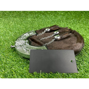 Rabbit Fur Full Dress Sporran with Highland Cow Cantle, 3 Tassels, and <b>Chain</b> <b>Belt</b> - Formal Sporran for Scottish Kilt Outfits - Product Image 3