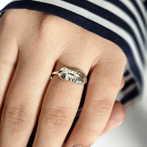 925 Sterling <b>Silver</b> Minimalist Ethnic Wedding <b>Ring</b> with <b>Garnet</b> Stone Channel Setting 18K Gold Plated - Product Image 1