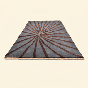 Copper Starburst Grey <b>Brown</b> Hand Tufted Non-Slip Eco-Friendly Thick Pile Rug Modern Radiating Line Area Carpet for Living Room - Product Image 2