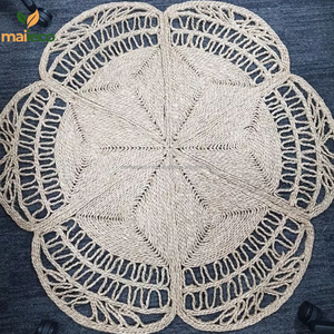 Tapis de jacinthe d'eau de salon traditionnel écologique fait à la main tapis de fleur de jonc de mer de couleur unie tissé lavable en gros - Product Image 4