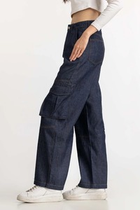 Pantalon en jean taille haute à jambe large pour femme, en coton, coupe ample, longueur cheville, style décontracté printemps, couleur unie, tissu tissé respirant - Product Image 4