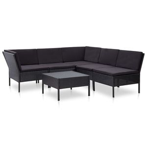 Conjunto de Muebles de Jardín de Ratán Negro de Polietileno (PE) y Acero con Recubrimiento en Polvo - Product Image 1