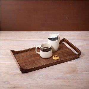 Plateau de service minimaliste en bois, forme ovale, fait main, en bois d'acacia poli, pour la maison, l'hôtel, le restaurant, décoration de table - Product Image 5