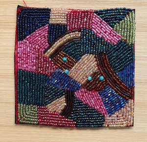 Unique Vintage Colorful Beaded Coasters w/ Bells Coffee Tea Decor Storage <b>Bag</b> - Product Image 3