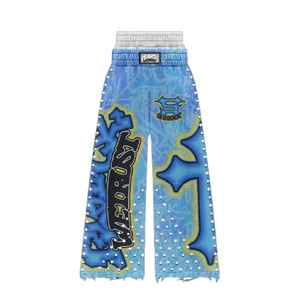 Pantalones de chándal holgados de cintura media con logotipo de High Street para hombre, a la moda, con lavado ácido, cortavientos, personalizados con serigrafía y cintura elástica. - Product Image 3