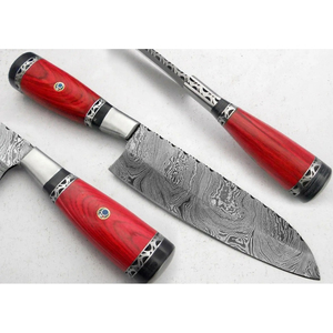 Cuchillo de Chef Personalizado Hecho a Mano por Burraq Ecommerce, Hoja de Acero de Damasco de 7 Pulgadas y 3.0 mm de Grosor, Funda de Cuero, Nuevo - Pakistán - Product Image 6