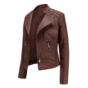 Chaqueta de Cuero para Mujer, Talla Europea, Nueva Colección Primavera-Otoño, Chaqueta Corta, Chaqueta de Cuero Delgada, Ropa de Motociclista - Product Image 2