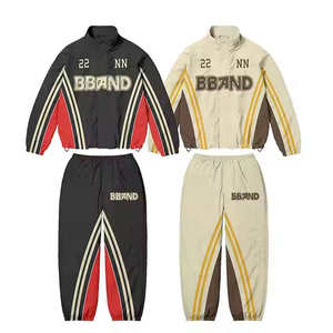 Wholesale Men's Windbreaker Set 2 Piece Streetwear Color Block Tracksuit <b>Waterproof</b> Sportswear Jogging Suit <b>Jacket</b> and Pants - Product Image 2