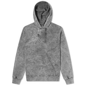 Men's Gray Hooded Oversized <b>Sweatshirt</b> Solid Color Casual Hoodie with Front Pocket Regular Fit Knitted French Terry - Product Image 4
