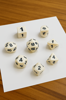 Ensemble de dés de jeu de table DND RPG, 1 pièce, ronds, gravés, à bords tranchants, en os de buffle et plastique, faits à la main, durables