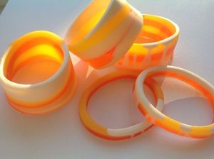 Resin <b>Bangles</b> Set Orange White Striped Casual Sporty Style Unisex Jewellery <b>Bracelets</b> - Product Image 4