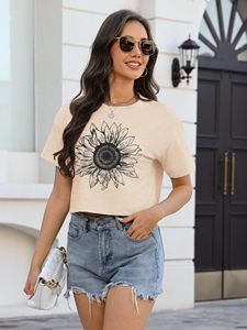 Women Casual <b>Crop</b> Tee Summer Graphic T Shirt Loose Fit Fashion <b>Top</b> Bulk Order - Product Image 2