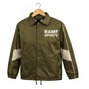 Veste de sport légère pour homme, idéale pour le printemps et l'automne, veste de coach, col rabattable à boutons, coupe-vent décontracté - Product Image 1